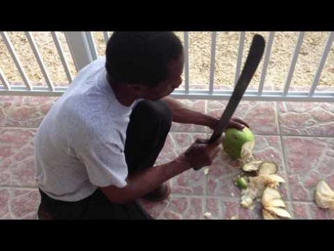 How to Use a Machete to Cut a Coconut for Breakfast